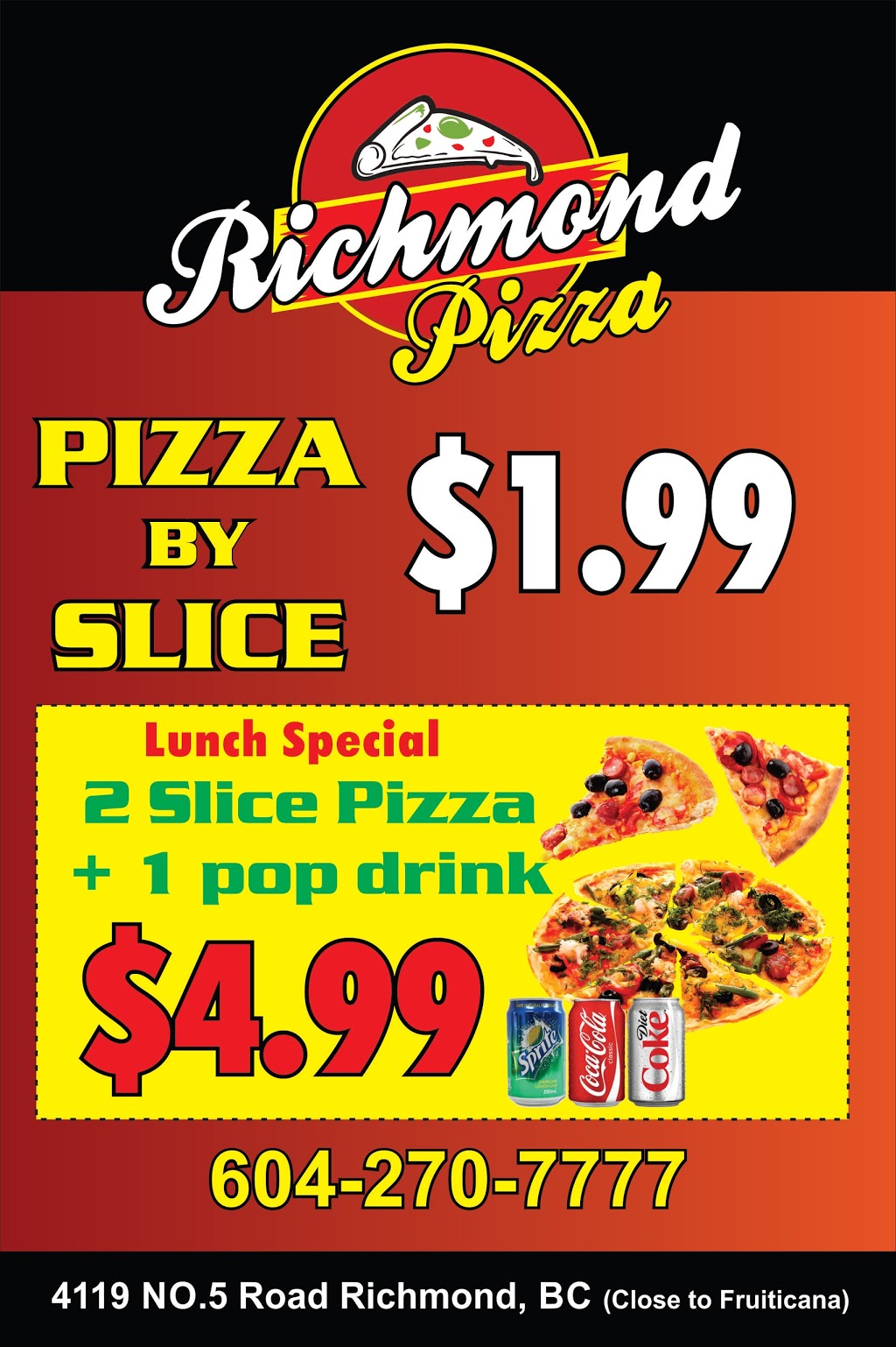 Richmond Pizza | 4119 No 5 Rd, Richmond, BC V6X 2T9, Canada | Phone: (604) 270-7777