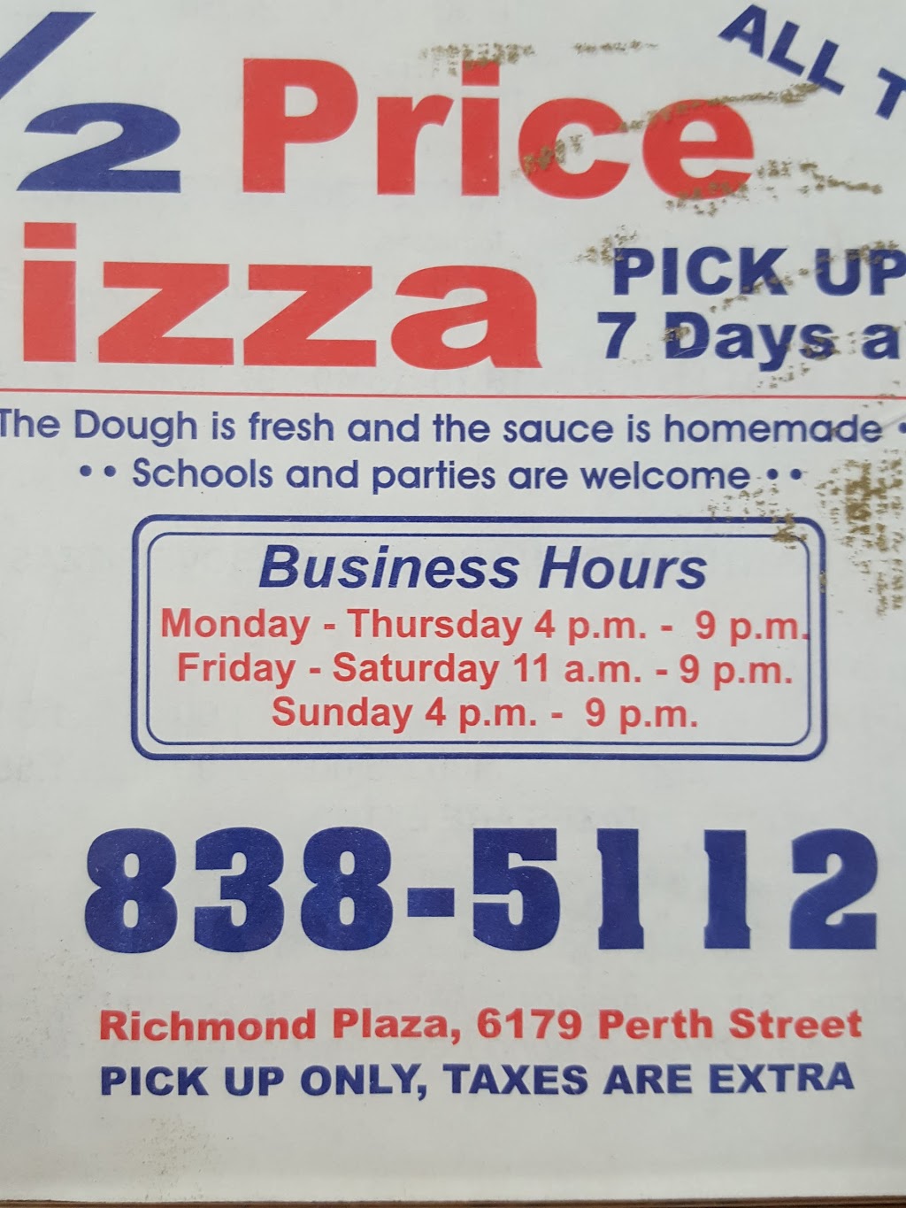 Cousin Vinnys Pizza | 6179 Perth St, Richmond, ON K0A 2Z0, Canada | Phone: (613) 838-5112