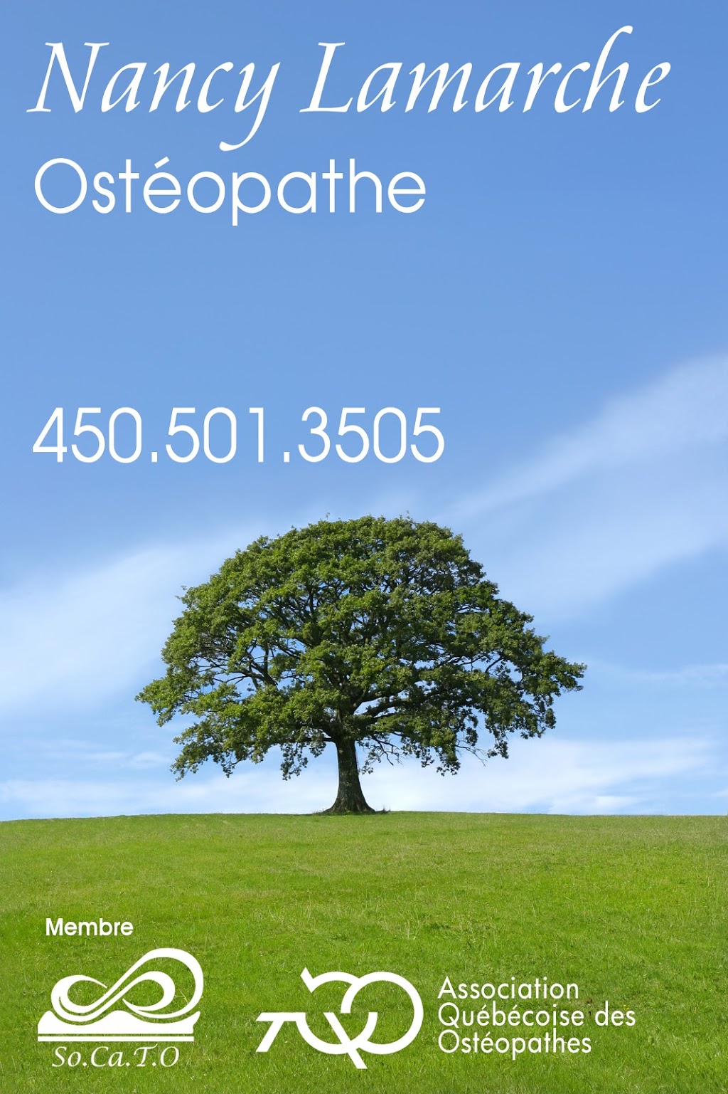 Ostéopathe Nancy Lamarche | 806 rue Demers, Acton Vale, QC J0H 1A0, Canada | Phone: (450) 366-0277
