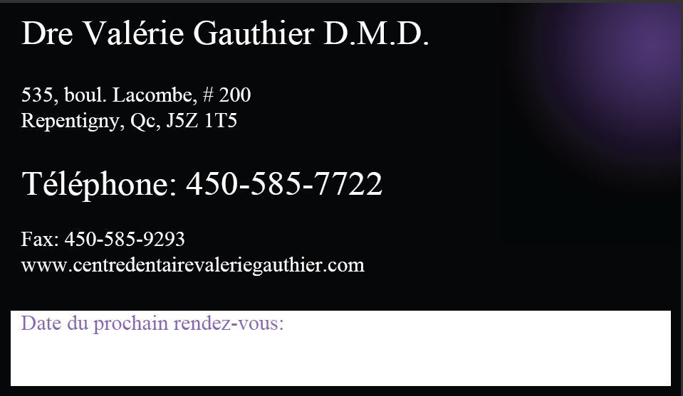 Centre Dentaire Valérie Gauthier | 535 Boulevard Lacombe #200, Repentigny, QC J5Z 1T5, Canada | Phone: (450) 585-7722