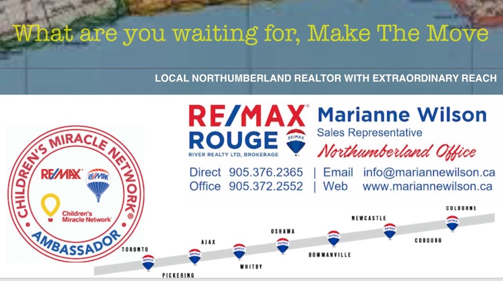 Marianne Wilson RE/MAX COBOURG REALTOR®️ With REMAX Rouge River Realty BROKERAGE | Elgin St E, Cobourg, ON K9A 4J8, Canada | Phone: (905) 372-2552