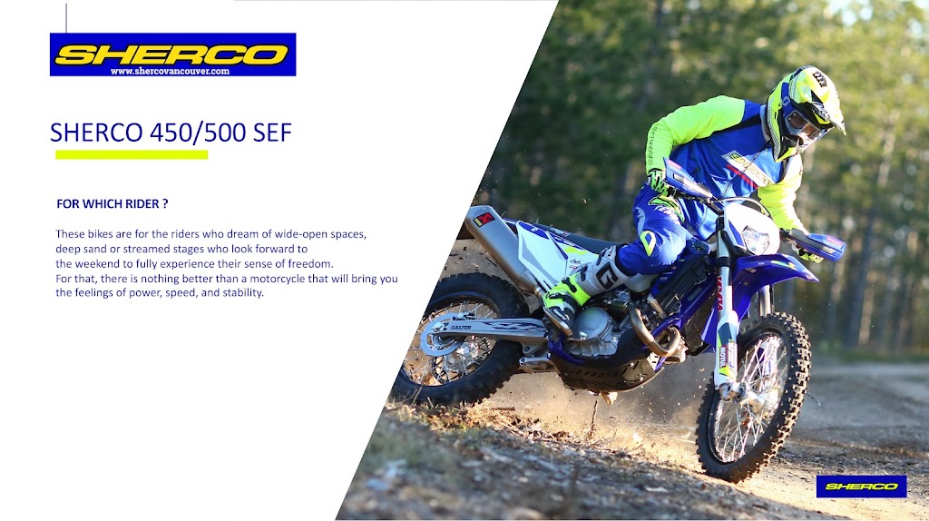 Sherco Vancouver | 3766 E 1st Ave, Burnaby, BC V5C 3V9, Canada | Phone: (604) 293-1022