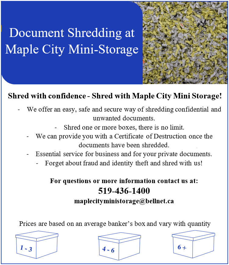 Maple City Document Shredding | 7690 Queens Line, Chatham, ON N7M 5J5, Canada | Phone: (519) 436-1400