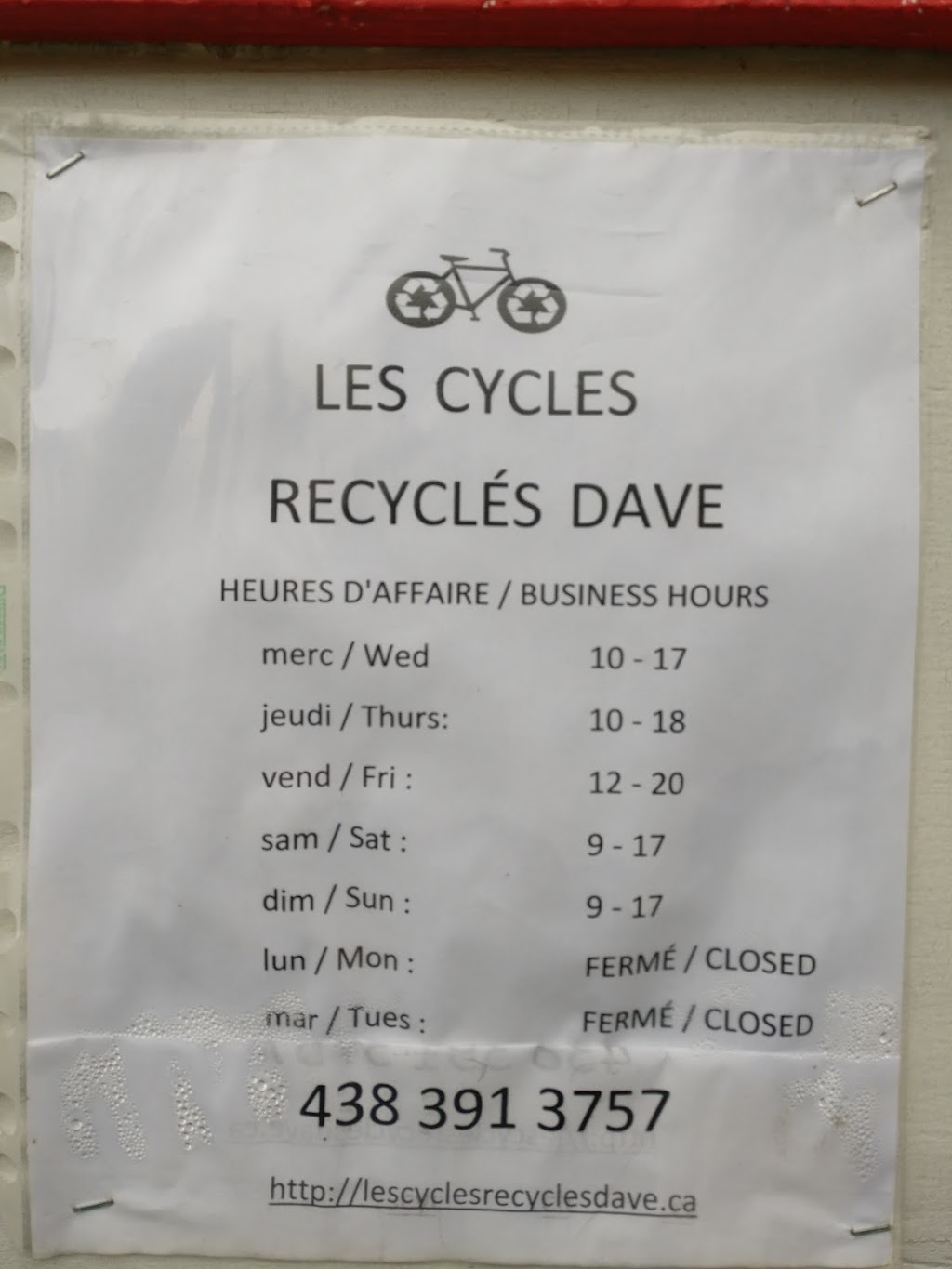 Les Cycles Recyclés Dave | 1530 Chem. du Bord-du-Lac, LÎle-Bizard, QC H9E 1K3, Canada | Phone: (438) 391-3757