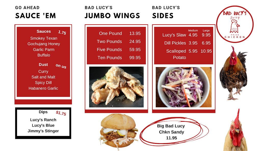 Bad Lucys Juicy Fried Chicken | 320 Bayfield St Unit 49, Barrie, ON L4M 3C1, Canada | Phone: (705) 735-2000