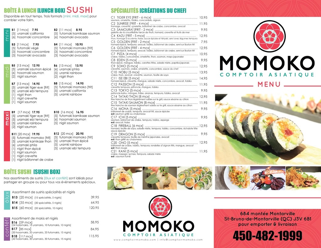 Momoko Comptoir Asiatique | 684 Montée Montarville, Saint-Bruno-de-Montarville, QC J3V 6B1, Canada | Phone: (450) 482-1999