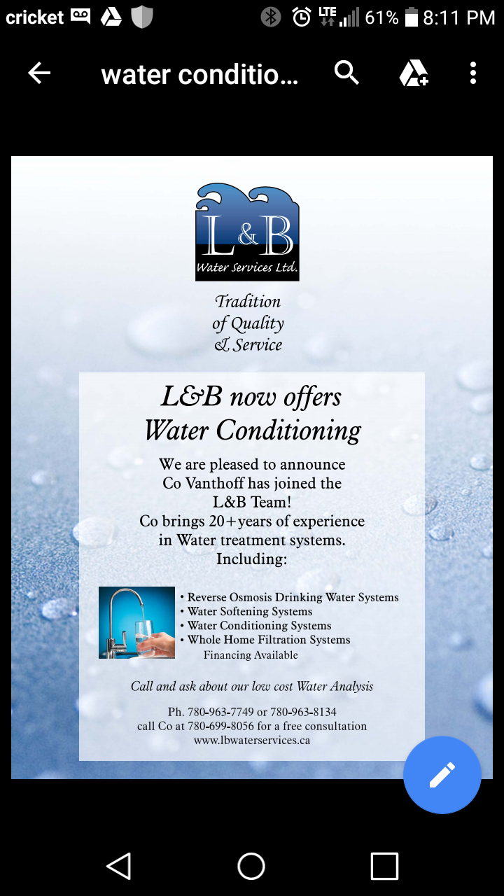 L&B Water Services Ltd. | Parkland County, AB T7Y 2P5, Canada | Phone: (780) 963-8134