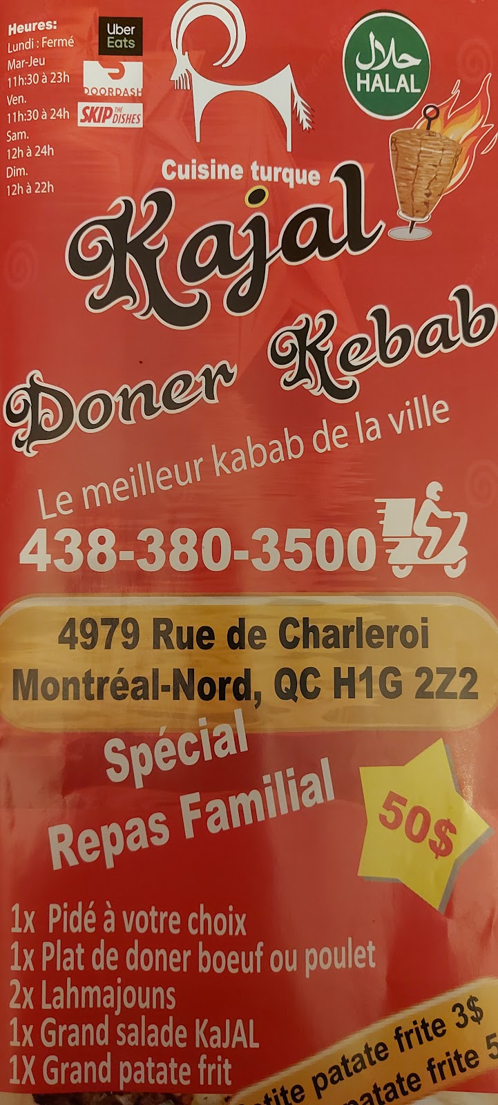Kajal Doner Kebab | 4979 Rue de Charleroi, Montréal-Nord, QC H1G 2Z2, Canada | Phone: (438) 380-3500
