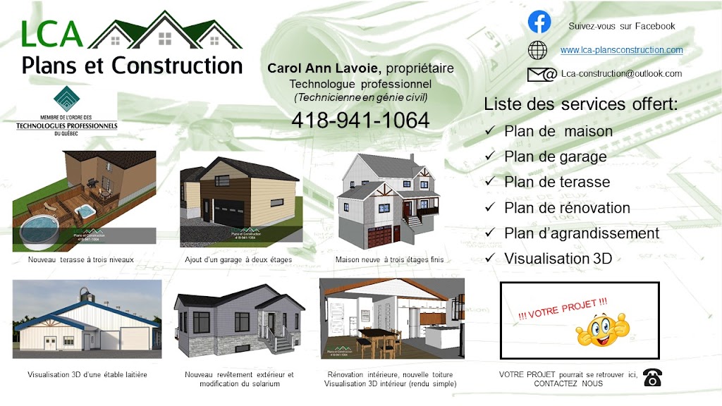 LCA Plans et Construction | 197, Saint-Michel-de-Bellechasse, QC G0R 3S0, Canada | Phone: (418) 941-1064