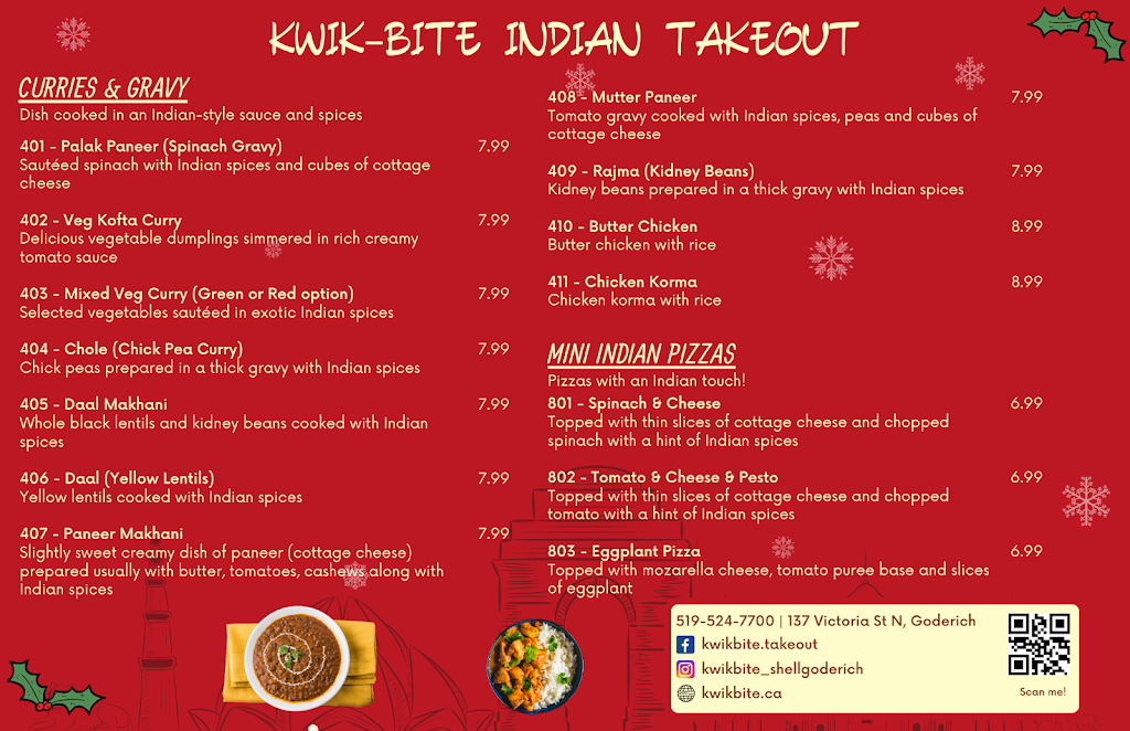 KwikBite Indian Takeout | 137 Victoria St N, Goderich, ON N7A 2S4, Canada | Phone: (519) 524-7700
