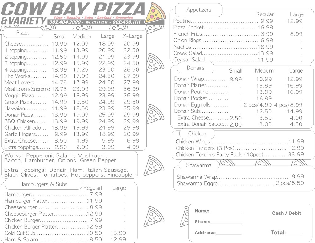 Cow Bay Pizza and Variety | 388 Cow Bay Rd, Eastern Passage, NS B3G 1J4, Canada | Phone: (902) 404-2929