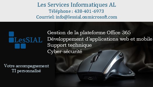 Les Services Informatiques AL (LesSIAL) | 355 Av. 74, Terrebonne, QC J6W 4R8, Canada | Phone: (438) 401-6973