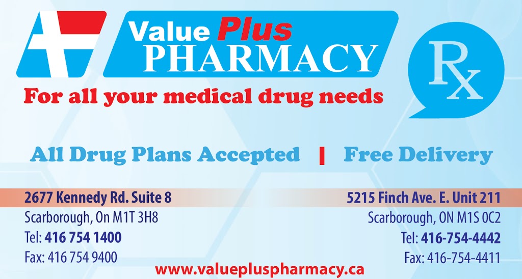 ValuePlus Pharmacy | 2677 Kennedy Rd Unit 8, Scarborough, ON M1T 3H8, Canada | Phone: (416) 754-1400