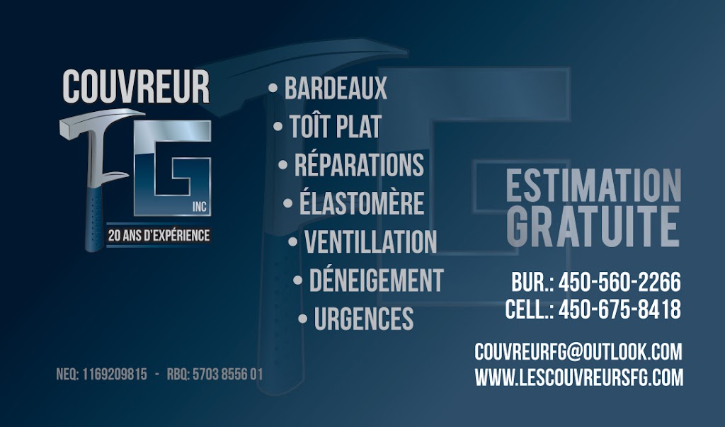 Couvreur FG Inc | 1624 Rue André-Prévost, Saint-Jérôme, QC J7Z 7E9, Canada | Phone: (450) 675-8418