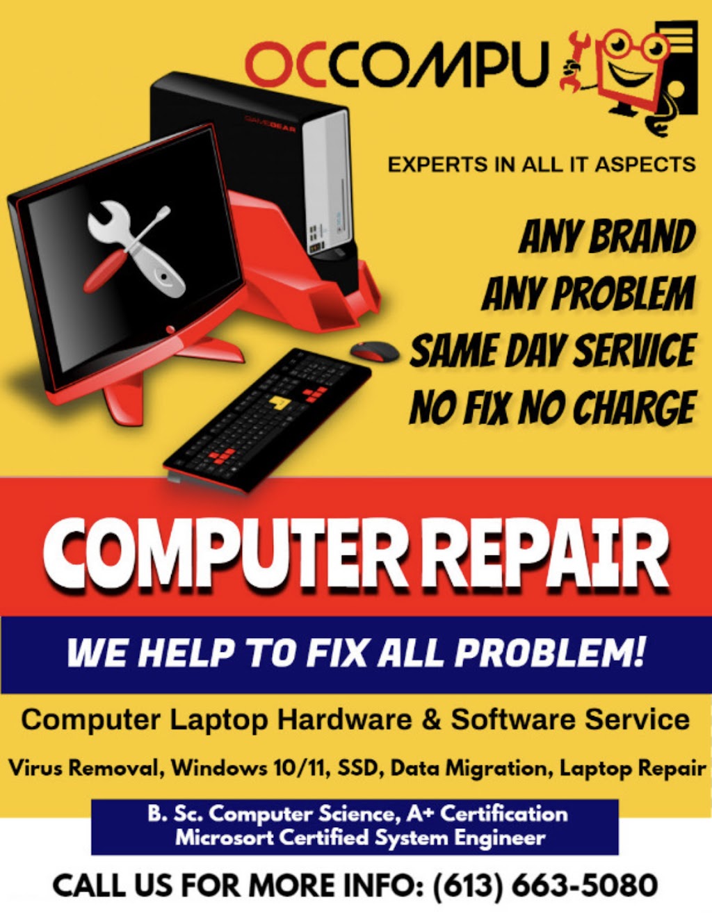 OC Compu Computer Services www.OCcompu.com | 18 Reubens Ct, Ottawa, ON K1G 5K5, Canada | Phone: (613) 663-5080