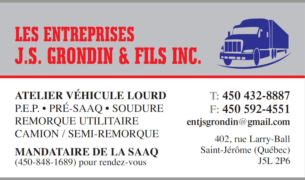 Entreprises J-S Grondin & Fils Inc (Les) | 402 Rue Larry Ball, Saint-Jérôme, QC J5L 2P6, Canada | Phone: (450) 432-8887