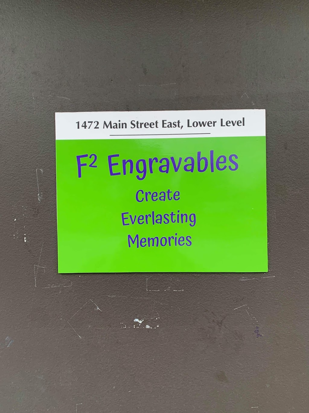 F² Engravables | 1472 Main St E, Hamilton, ON L8K 1C6, Canada | Phone: (905) 923-4205