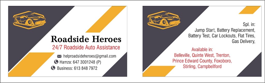 Roadside heroes | 78 Tracey Street, Belleville, ON K8P 2R8, Canada | Phone: (613) 848-7972