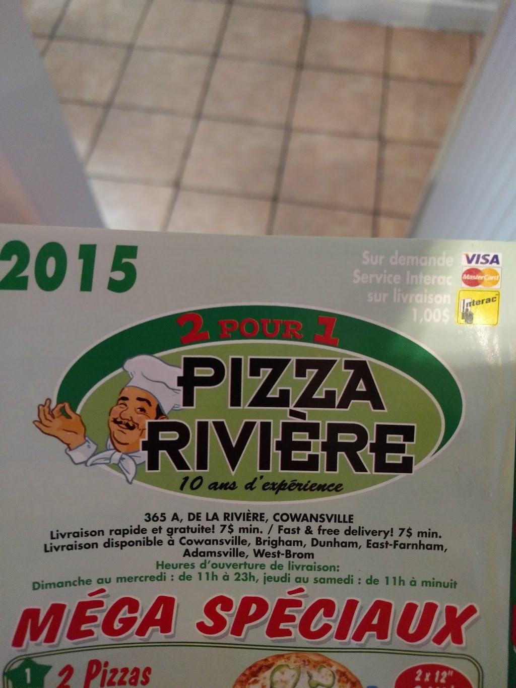 Pizza Riviere | 365 Rue de la Rivière, Cowansville, QC J2K 1N4, Canada | Phone: (450) 266-6060