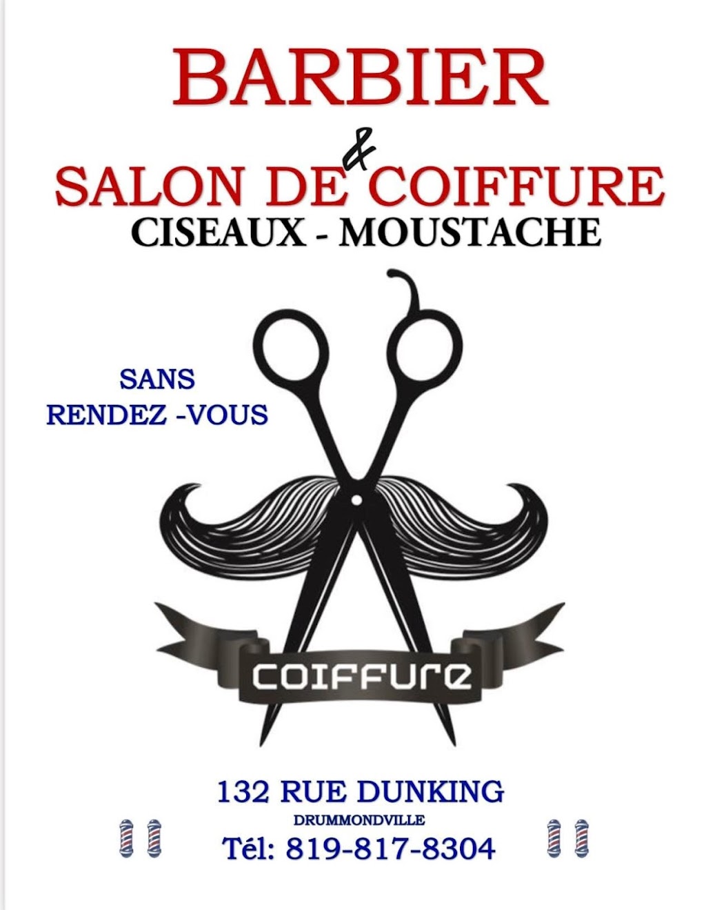 Barbier Ciseaux & Moustache | 132 Rue Dunkin, Drummondville, QC J2B 1H7, Canada | Phone: (819) 817-8304