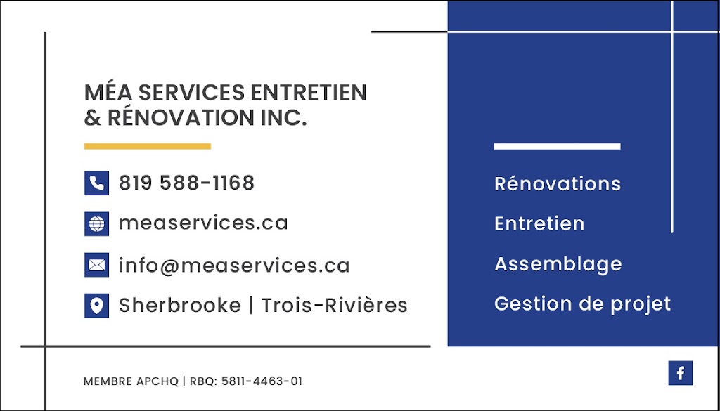 MÉA Services Entretien et Rénovation Inc. | 1427 Rue Le Ber, Sherbrooke, QC J1G 2Y4, Canada | Phone: (819) 588-1168