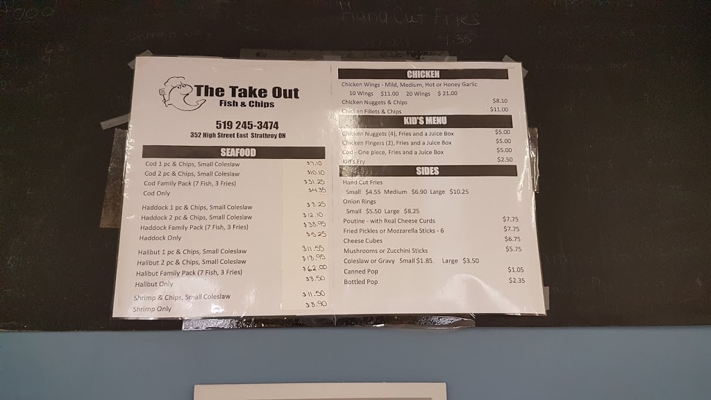 The Take Out Fish & Chips Strathroy | 352 High St E, Strathroy, ON N7G 2E8, Canada | Phone: (519) 245-3474