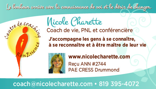 Nicole Charette Coach de vie | 4046 Rue Fradet, Drummondville, QC J2B 8H9, Canada | Phone: (438) 777-8133