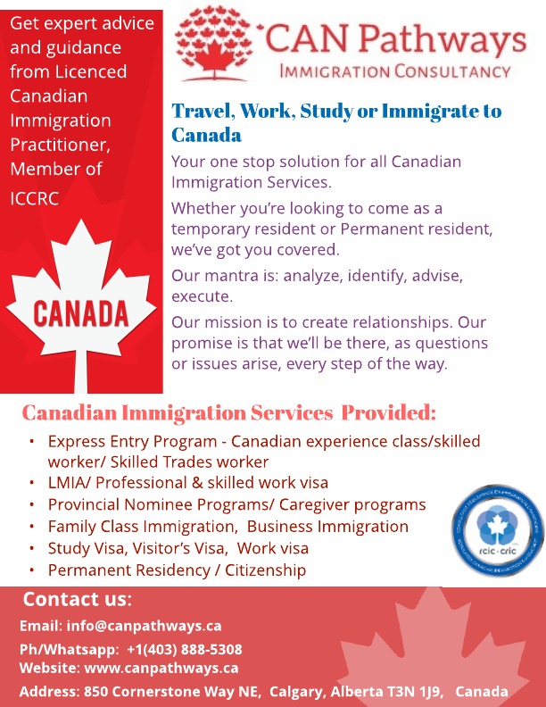 CAN Pathways Immigration Consultancy | Cornerstone Way NE, Calgary, AB T3N 1J9, Canada | Phone: (403) 888-5308