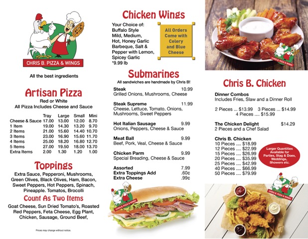 Chris B. Pizza & Wings | 6175 Dunn St, Niagara Falls, ON L2G 2P4, Canada | Phone: (905) 353-9990
