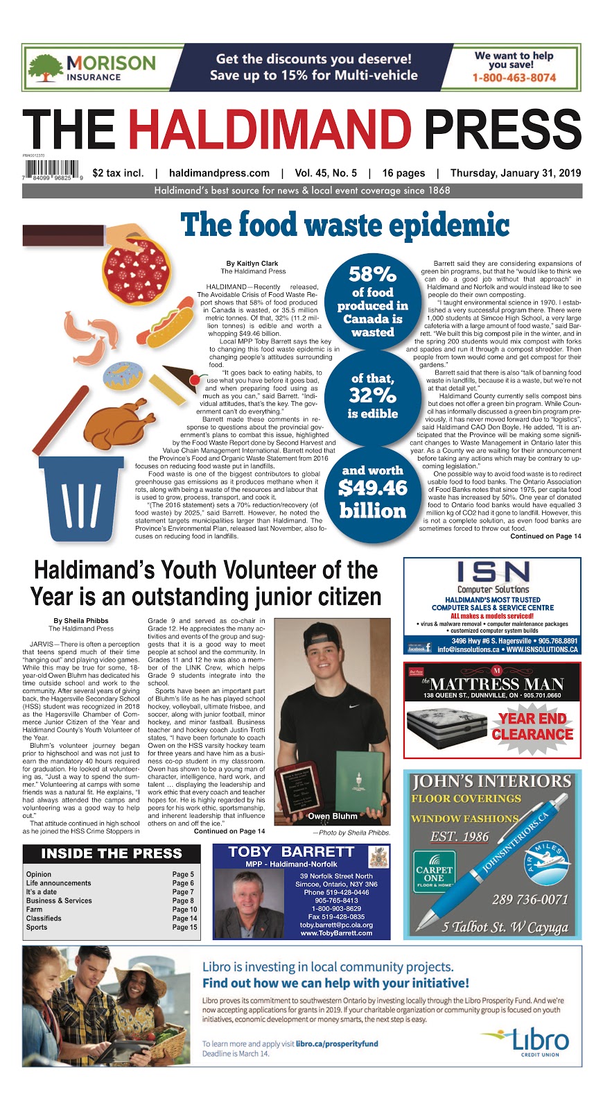 The Haldimand Press | 6 Parkview Rd Unit 2, Hagersville, ON N0A 1H0, Canada | Phone: (905) 768-3111