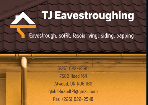 TJ Eavestroughing | 7582 Rd 164, Atwood, ON N0G 1B0, Canada | Phone: (226) 622-2596