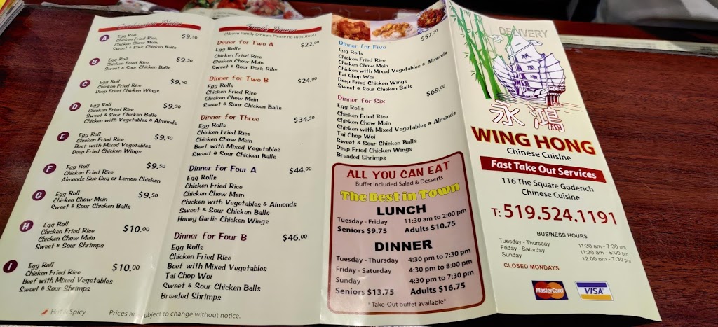 Wing Hong Restaurant | 116 Courthouse Square, Goderich, ON N7A 1M8, Canada | Phone: (519) 524-1191