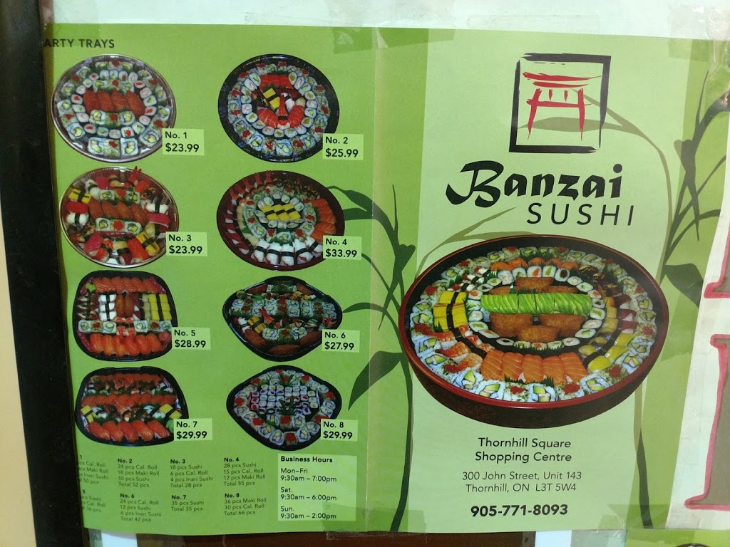 Banzai Sushi | 300 John St, Thornhill, ON L3T 5W4, Canada | Phone: (905) 771-8093