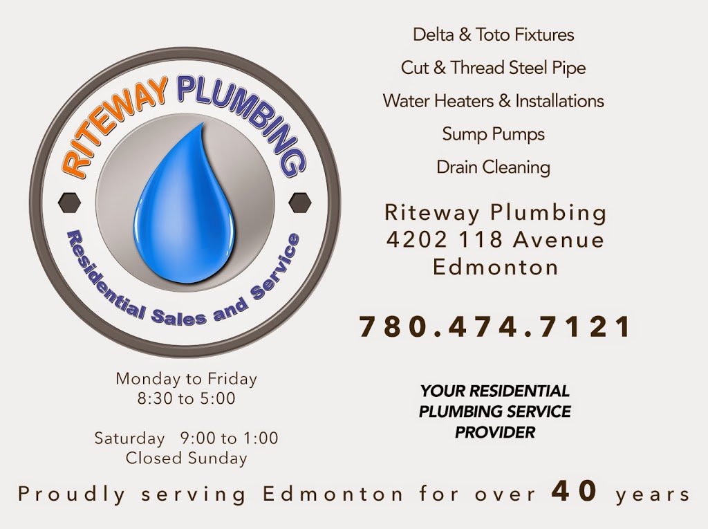 Riteway Plumbing | 4202 118 Ave NW, Edmonton, AB T5W 1A4, Canada | Phone: (780) 474-7121