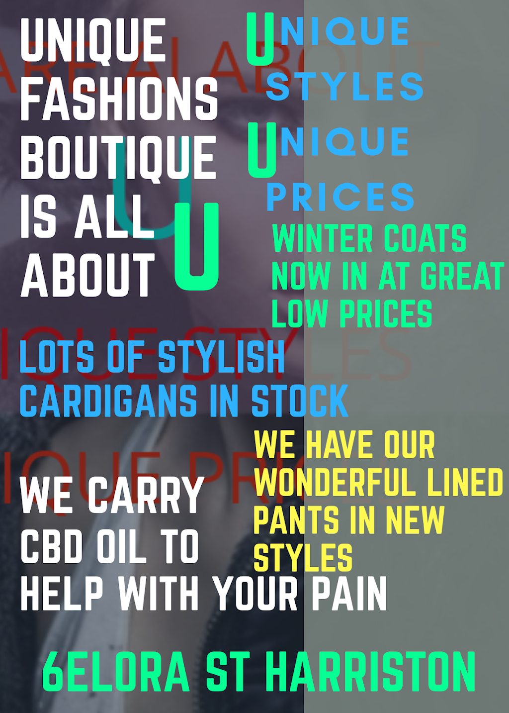 Unique Fashions Boutique n Treasures | 6 Elora St S, Harriston, ON N0G 1Z0, Canada | Phone: (519) 901-0220