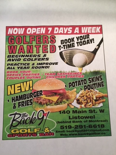 The Back 9 Golf & Sports Bar | 140 Main St W, Listowel, ON N4W 1A1, Canada | Phone: (519) 291-6618