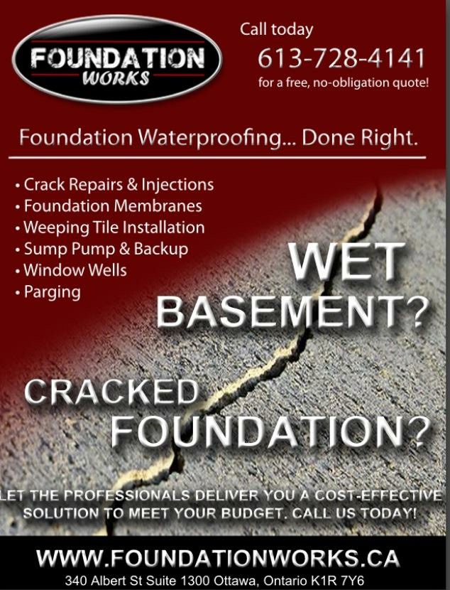 Foundation Works | 703 Schubert Cir, Orléans, ON K4A 4W4, Canada | Phone: (613) 728-4141