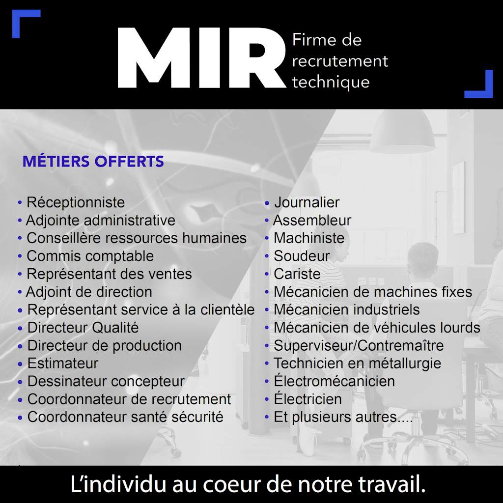 MIR- Firme de recrutement technique | 9590 Boul Henri-Bourassa E bureau 202, Montréal-Est, QC H1E 2S4, Canada | Phone: (514) 494-4414