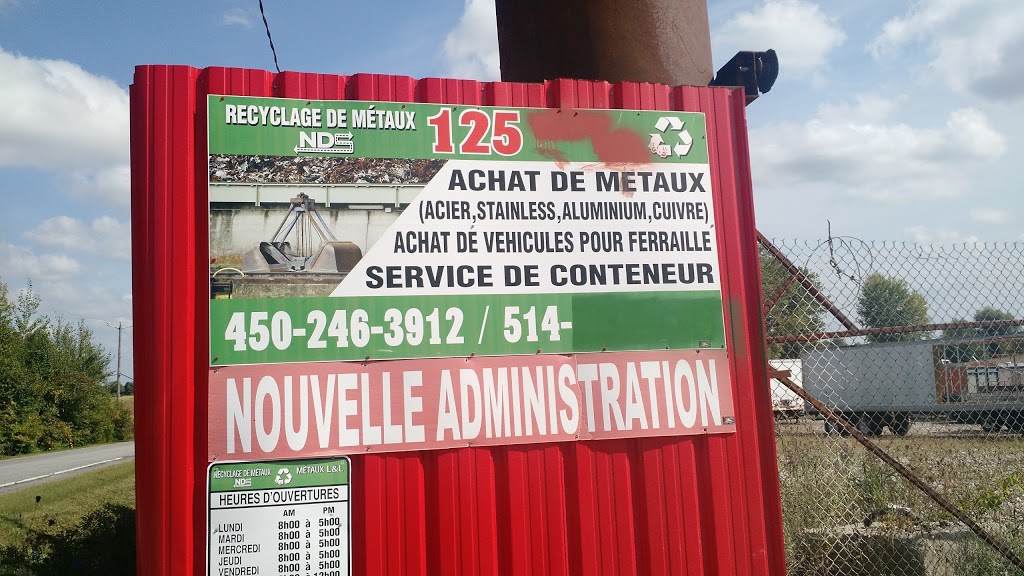 Recyclage de métaux NDS | 125 Montée Henrysburg, Saint-Bernard-de-Lacolle, QC J0J 1V0, Canada | Phone: (450) 246-3912