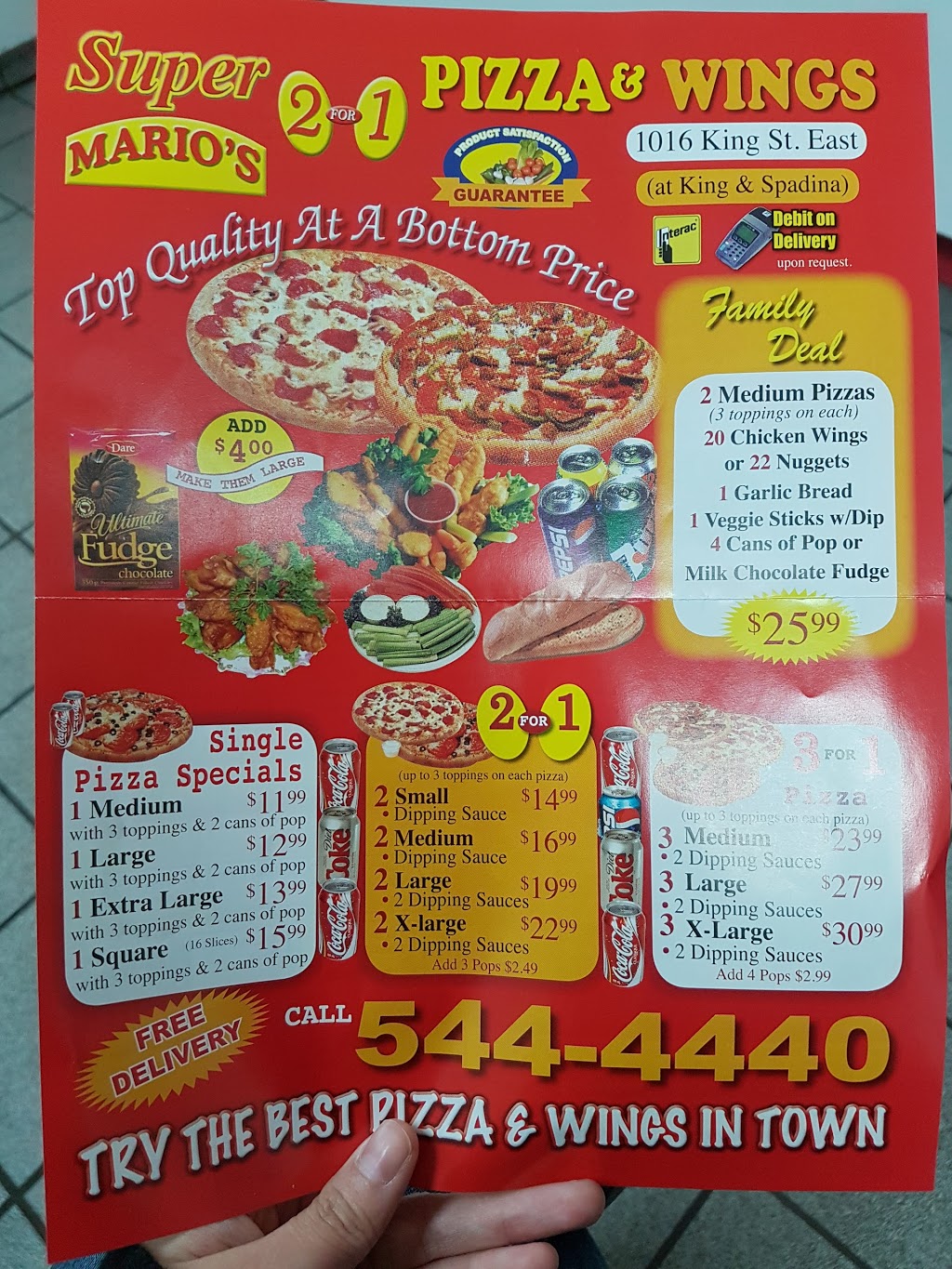 Marios 2 For 1 Pizza | 1016 King St E, Hamilton, ON L8M 1C8, Canada | Phone: (905) 544-4440