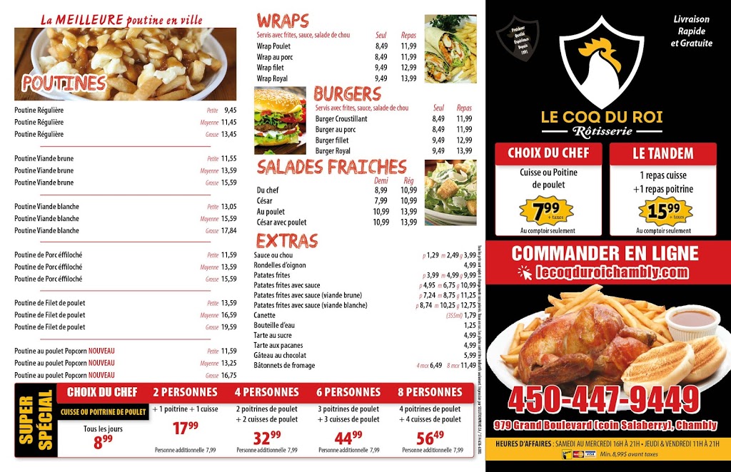 Coq du Roi Inc (Le) | 979 Grand Boulevard, Chambly, QC J3L 1W2, Canada | Phone: (450) 447-9449