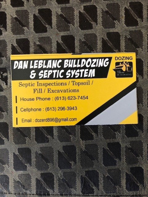 Dan Leblanc Bulldozing & Septic Systems | 896 River Rd, Braeside, ON K0A 1G0, Canada | Phone: (613) 296-3943