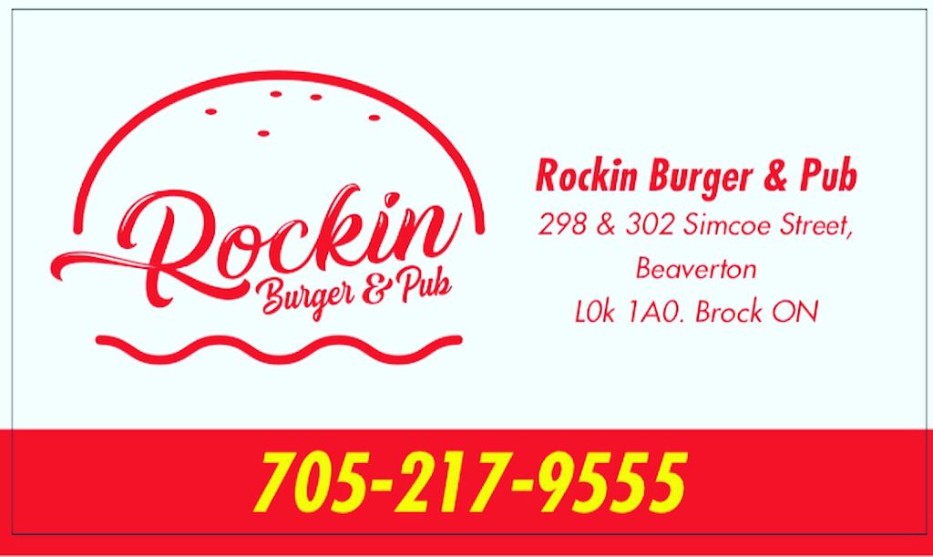 Rockin Burger & Pub | 298 Simcoe St, Beaverton, ON L0K 1A0, Canada | Phone: (705) 217-9555