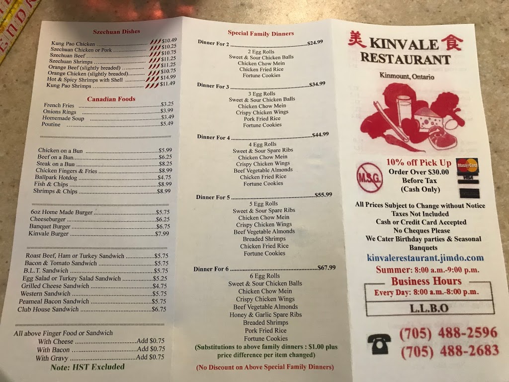 Kinvale Restaurant | 4079 Kawartha Lakes County Rd 121, Kinmount, ON K0M 2A0, Canada | Phone: (705) 488-2683