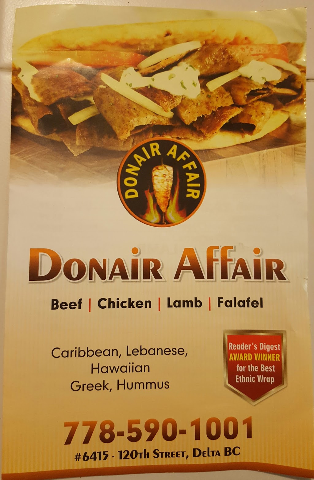 Donair Affair | 6413 120 St, Delta, BC V4E 3H6, Canada | Phone: (778) 590-1001