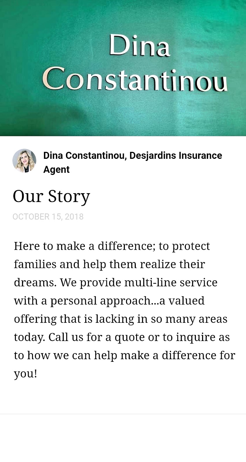 Dina Constantinou Desjardins Insurance Agent | 1695 Avenue Rd, North York, ON M5M 3Y3, Canada | Phone: (416) 792-8997