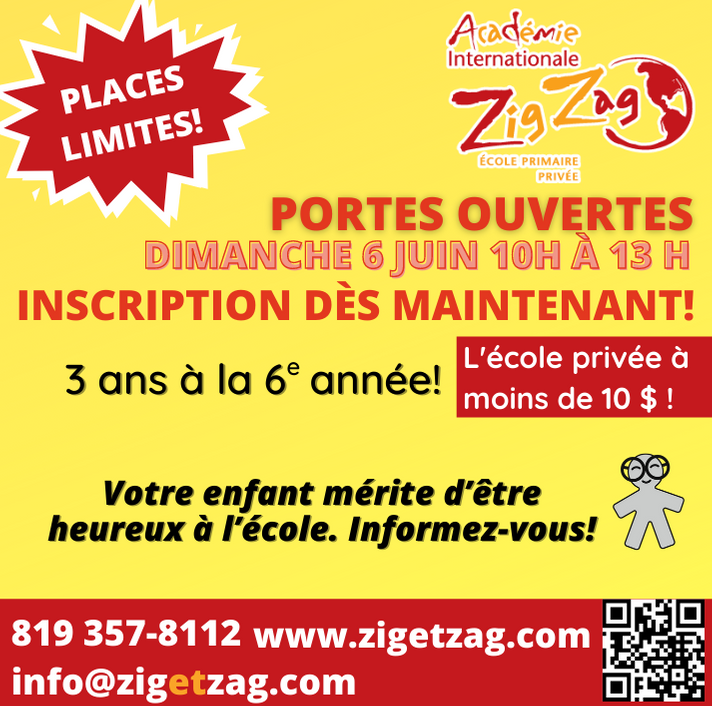 Ecole de Bilinguisme Zig Zag | 14 Rue Laurier O, Victoriaville, QC G6P 6P4, Canada | Phone: (819) 357-8112