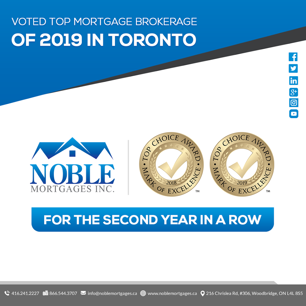 Noble Mortgages | 216 Chrislea Rd Unit 101, Woodbridge, ON L4L 8S5, Canada | Phone: (416) 241-2227