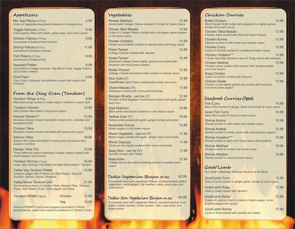 Tadka- Sizzling Indian Spices | 666 The Queensway Way, Toronto, ON M8Y 1K6, Canada | Phone: (416) 546-5388