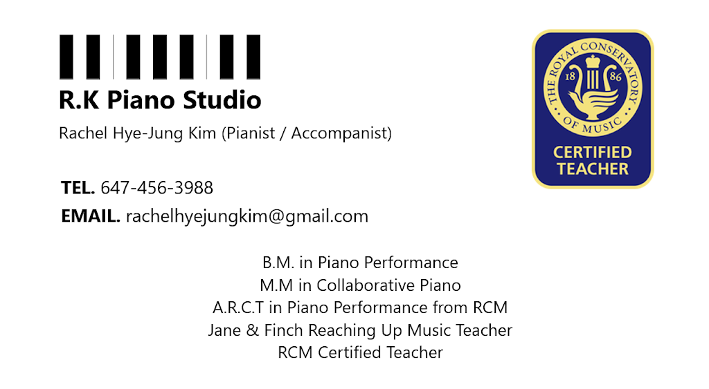 R.K Piano Studio | 170 Foxwood Rd, Thornhill, ON L4J 0G3, Canada | Phone: (647) 456-3988